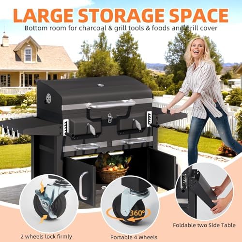 36 In Large Charcoal Grill with Storage Cabinet - Image 3