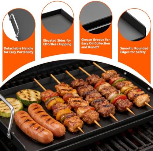25"x16" Carbon Steel Griddle for Gas Grill w/Nano-Ceramic Nonstick Coating - Image 4