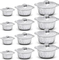 Ziliny Disposable Aluminum Pot with Lid Round Foil Pans Disposable Cookware Food Container for Vacation Trips Camping Baking Heating Cooking(12 Pcs,33.8, 67.6, 121.7 oz) by Ziliny