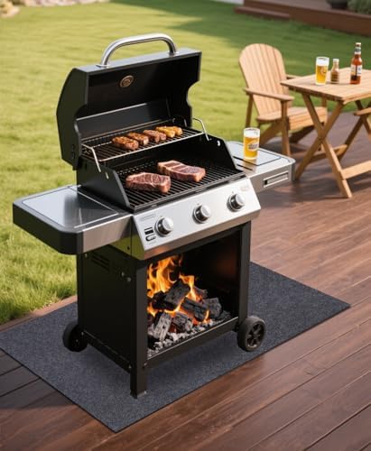 Gas Grill Mat，Premium BBQ Mat—Protects Decks and Patios from Grease Splashes,Soft Absorbent Material-Contains Grill Splatter，Anti-Slip and Waterproof Backing，Washable (36" x 36") - Image 3