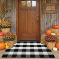 SEEKSEE Fall Decor Buffalo Plaid Outdoor Rug 27.5x43 Black and White Front Door Mat, Layering Rug for Porch, Washable Doormat, Cotton Area Rug for Outdoor Entrance Entryway Patio Porch Decor by SEEKSEE