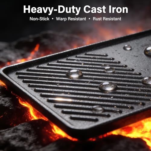 7637 17.5" Reversible Cast Iron Griddle - Replacement Flat Top Cooking Plate for Weber Spirit I & II 200 Series (E210/E220/S210/S220) with Front Controls - Image 3