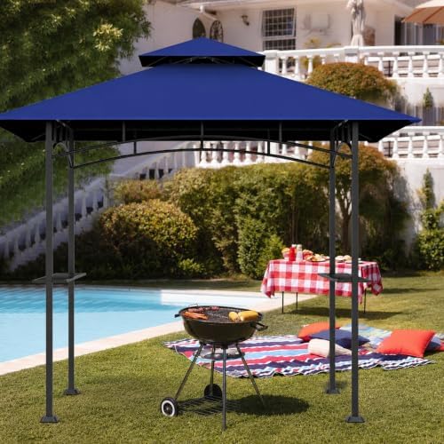 5' x 8' Grill Gazebo Replacement Top for L-GG001PST-F, Blue - Image 5