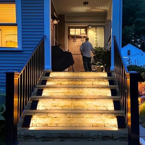 JOFIOS Solar Step Lights for Outside, 12pack Solar Stair Lights Outdoor Waterproof IP67, Deck Step Lights, Outdoor Light Decor for Staircase, Patio, Front Step, Pathway, Front Porch(Warm Brown) - Image 5