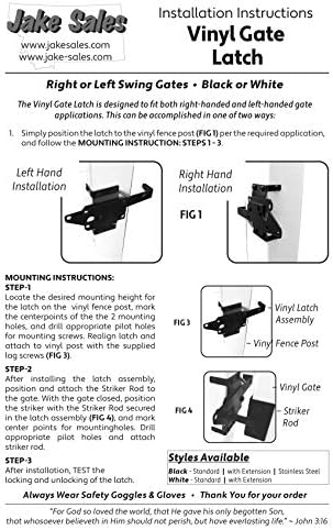 Vinyl Gate Latch Black Extended Fence Gate Latch w/Mounting Hardware - Gate Latches Have a 90 Degree Bracket Resulting in a Positive Latch to Gate Connection - Image 4