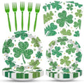 100 Pcs St. Patrick’s Day Shamrock Tableware Party Supplies Set, Serves 25 – Disposable Green Clover Paper Plates, Napkins, and Forks for Irish Celebration, Lucky Party, or Spring Festival Decorations by Merriva