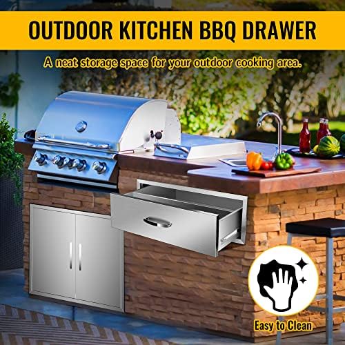 Outdoor Kitchen Drawers 30" W x 10" H x 23" D Built-in BBQ Drawer Stainless Steel Access Drawers for Outdoor Kitchen Island or Grill Station - Image 6