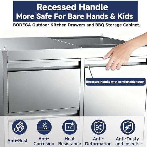 BODEGA Outdoor Stainless-Steel Kitchen Drawers Cabinet For Built-in BBQ Grill .Stainless-Steel outdoor kitchen grill cabinet with 2 Drawers and Propane Tank Storage,(Fits 30"-MK04SS304 Propane Grill). - Image 3