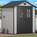 DWVO Outdoor Storage Shed 6x4.4 FT Plastic Garden Tool Shed with 2 Windows, Double-Wall Outside Shed for Lawn Mower, Garden Tool for Backyard, Lawn, Patio by DWVO