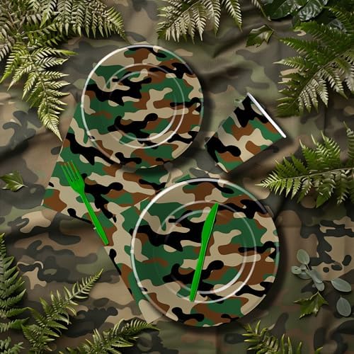 Army Military Camouflage Plates And Napkins Party Supplies, 24 Sets - Image 7