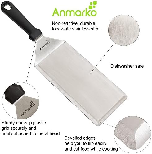 Big Metal Griddle Spatula - Grill spatula 4 x 8 in Large Burger Smasher Hamburger Turner Scraper - Pancake Flipper - Great for BBQ Grill and Flat Top Griddle - Commercial Grade - Image 2