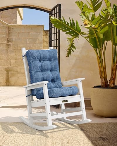SERWALL HDPE Outdoor Rocking Cushion Set of 4, Navy - Image 5