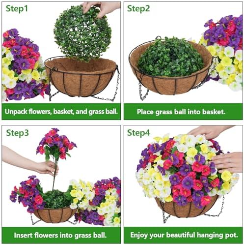 2 Set Artificial Hanging Flowers with Basket for Outdoor Decor - Image 6
