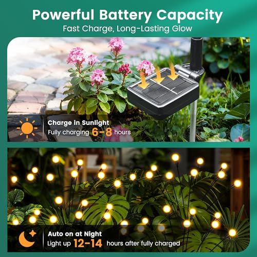 Solar Garden Lights, 4Pack 40LED Swaying Solar Lights Outdoor - Image 5
