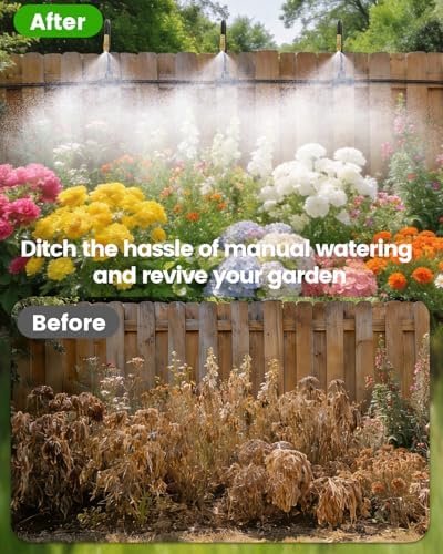 120FT Drip Irrigation System for Garden with 18 Nozzles –360° Adjustable Misting Nozzles, Quick-Connect Design, Ideal for Raised Beds, Lawns, Greenhouses & Outdoor Cooling - Image 4