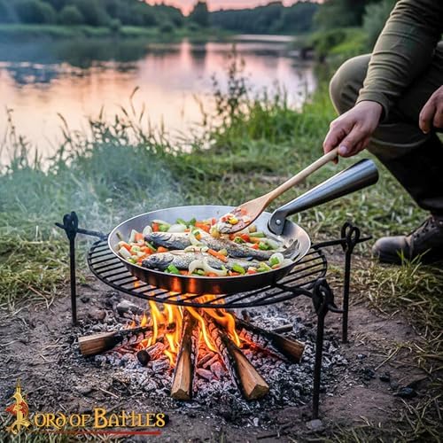 Lord of Battles Medieval Iron Handmade Large Folding Pan Fully Functional Medieval Camping Accessory Polished Finish Historical Re-enactments - Image 4
