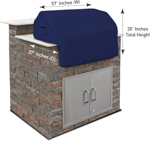 Covers & All Built-in Grill Cover for Outdoor Grill – Heavy Duty 12 oz Waterproof Built-in BBQ Grill Cover, PVC-Coated Polyester with Elastic Hem for Snug Fit (57 x 27 x 26 inches, Blue) - Image 2