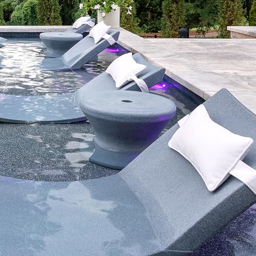 Ledge Lounger in-Pool Side Table with Umbrella Hole (Granite Gray) - Image 2