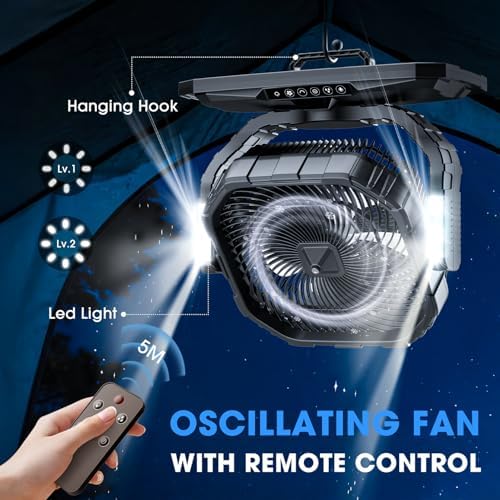 Ausic 5 Gal 12" Portable Misting Fan for Outside Patios, 【Max 62H】 Outdoor Oscillating Rechargeable Battery Fan, Cooling Water Camping Fan with Telescopic Handle/Remote, Summer Essentials - Image 6