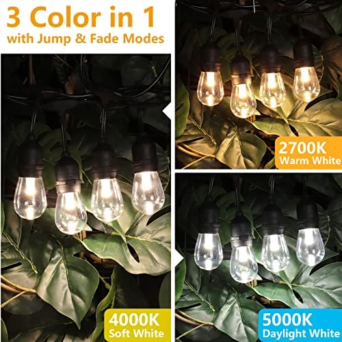 Mlambert 144FT(3x48FT) 3 Colors LED Outdoor String Light with Remote, Black - Image 4