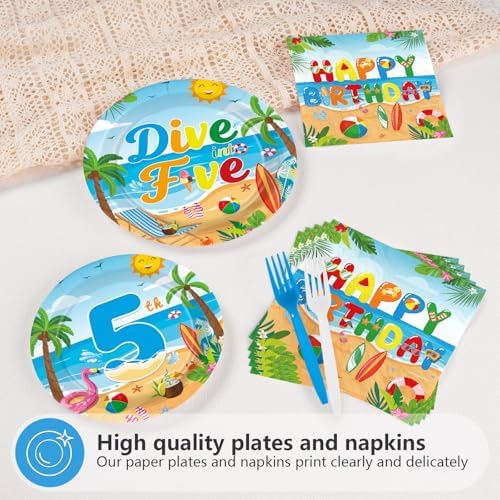 96Pcs Hawaiian Dive into Five Party Decorations, Serves 24 - Image 3