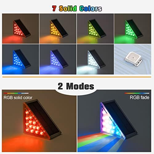 NIORSUN Solar Step Lights,8 Pack RGB Solid Color Changing Solar Stair Lights Outdoor Waterproof IP67 Auto On Off,Solar Lights for Steps,Stair,Patio,Yard,Porch,Front Door,Deck Decor - Image 5