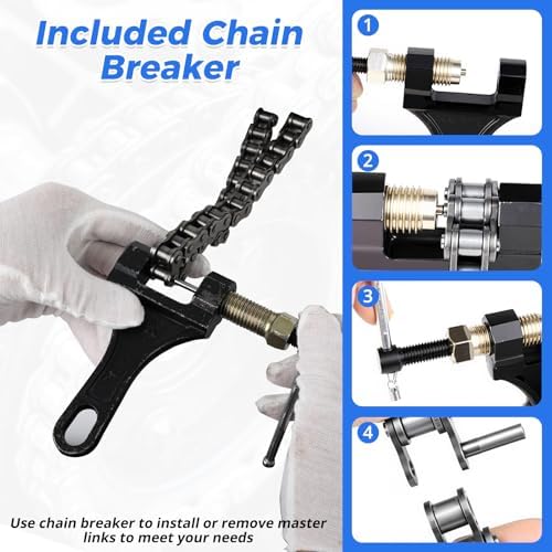 428 Roller Chain 10 Feet 169 Links, 08B Simplex Roller Chain for Chain Driven Sliding Gate Garage Openers, Extension 08B Metric Standard 428#, Includes Chain Breaker and 12 Connecting Links - Image 6