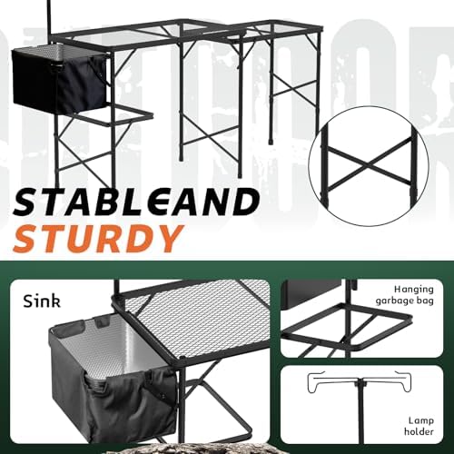 WildFinder Folding Table, 5.7x2 FT Height Adjustable Camping Table - Image 6
