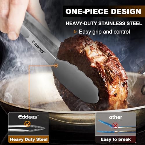 Kitchen Tongs Up To 600°F Silicone Tongs for Cooking 7,9,12 in Grey - Image 2