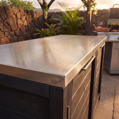 MOUMON Patio Kitchen Storage Cabinet with Stainless Steel Countertop - Image 5
