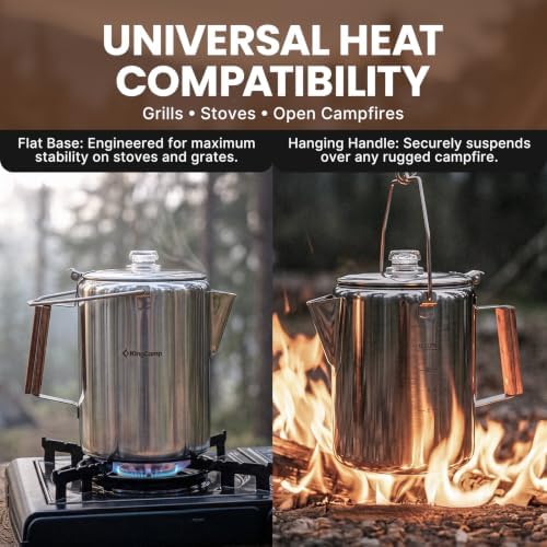 KingCamp Percolator Coffee Pot,304 Stainless Steel,Large Capacity,12 Cup - Image 5