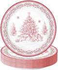 WRAPAHOLIC 25Pcs Christmas Paper Plates - 9 Inch Sketch Christmas Tree Disposable Plates Decorative Dinner Plates for Holiday Party Tableware Supplies Table Decor by WRAPAHOLIC