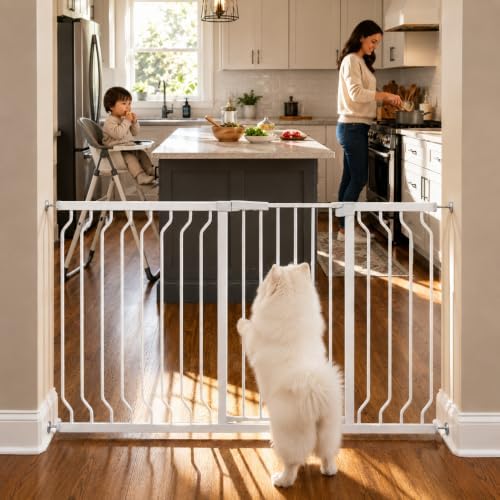 Extra Tall Baby and Dog Gate, 40.55" H, 46.45"-62.99" W, White by Foreng