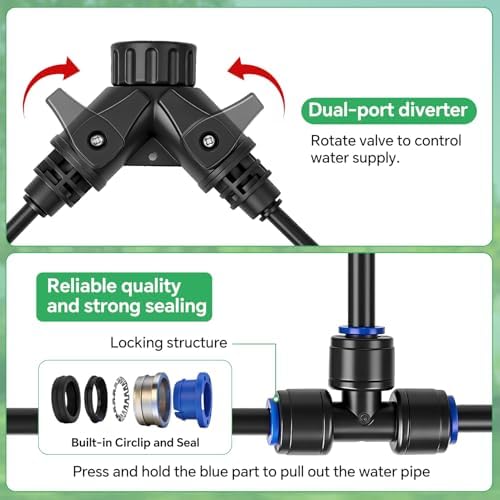 33Ft 1/4" Drip Irrigation System for Garden – Automatic Atomizing Sprinkler System for Outdoor Plants Raised Bed, Yard, Potted Plants & Lawn - Image 6