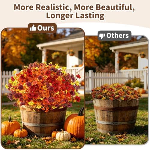 Artificial Flowers Outdoor, UV Resistant Faux Plants, Fall Decor,20 Bundles - Image 6