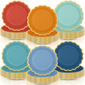 96 Pcs Blue and Orange Paper Plates 9 Inch Gradient Scalloped Paper Plates Disposable Dinner Dessert for Birthday Wedding Bridal Party Supplies, 6 Colors by Tiangrid