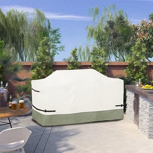 Bitubi 98 Inch Island Grill Cover - 600D Heavy Duty Waterproof All Weather Protection Extra Large Grill Cover,Beige&Grayish Green - Image 6