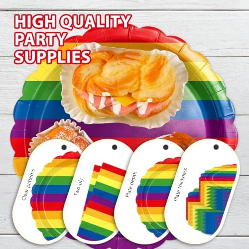 168 Pcs Rainbow Birthday Party Decorations, Serves 24 - Image 2