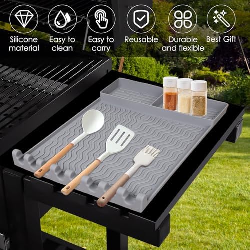 Silicone Grill Mat for Flat Top, Heat Resistant Griddle Tool Mat, Gray - Image 2