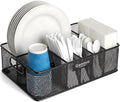 Gennua Kitchen Paper Plate Organizer for Cabinet, Counter, Picnics, Parties & More, Extra Large Utensil Caddy Crafted of Thick Iron Mesh With 6 Compartments for Paper Plates & Plastic Silverware by GennuaKitchen