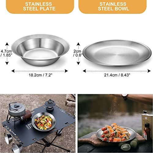 Odoland Stainless Steel Camping Mess Kit for Outdoor Family & Person - Image 5