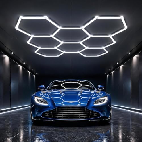 HYPERLITE Gen II Hexagon Garage Lights: 245W 24500LM 8 Grids Hexagon Led Light, 6500K Ultra Bright Honeycomb Hex Lights, Durable Design for Garage, Shop, Basement, Barber, Homegym by HYPERLITE