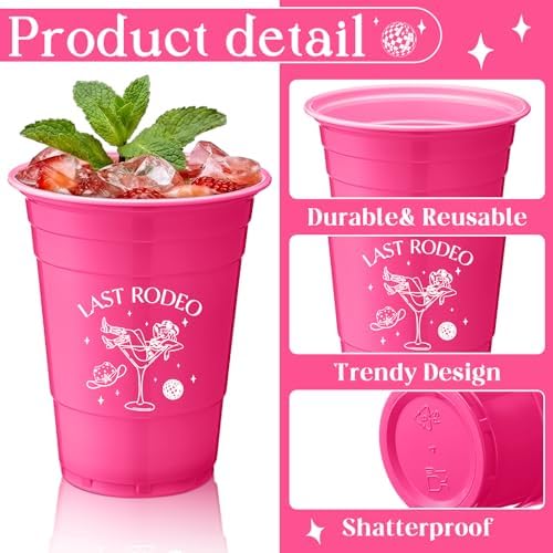 LemonRoad 50 Pcs Pink Bachelorette Party Plastic Cups 16oz - Image 4