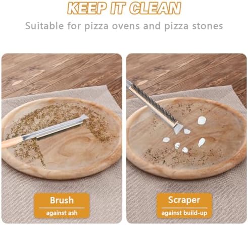 Aolso Pizza Oven Brush, 21" Brush and Stainless Steel Scraper for Pizza Stone, BBQ Grill Cleaning Brush Non Scratch Heat Proof Stainless Steel Bristles with Screwdriver for Pizza Oven Accessories - Image 5