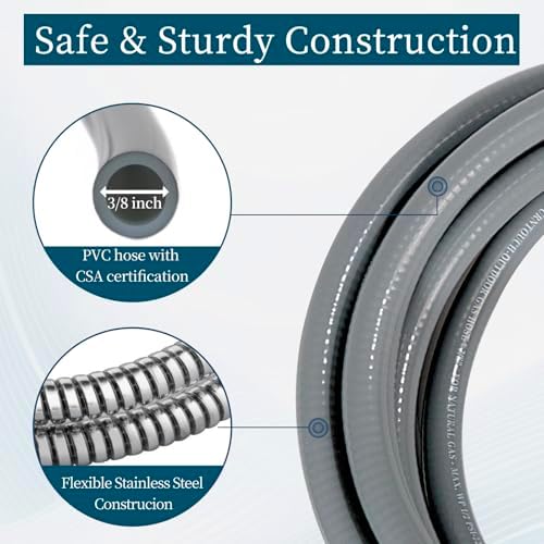 10FT 1/2" Natural Gas/Hose with Quick Couplings, Natural Gas/Steam Retrofit Kit for BBQs, Grills, Pizza Ovens, Deck Heating and Low Pressure Appliances - Image 3