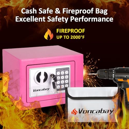 Voncabay Money Safe Box for Home with Digital Keypad, 0.23 Cu. Ft., Pink - Image 3
