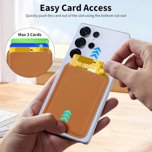 Magnetic Wallet for Samsung Galaxy S26 S25 S24 Series, Fold 8 Ultra with Magsafe Case, for iPhone 18-12 Series, RFID Blocking Leather Magnetic Card Holder | Holds 3 Cards | Brown - Image 3