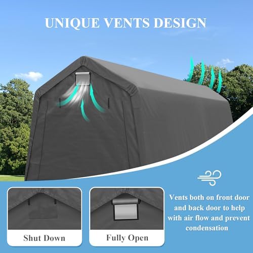 8x14 Ft Outdoor Storage Shelter, Heavy Duty Waterproof Portable Shed with Roll-up Zipper Door and Ventilated Windows for Motorcycle, Bike, Tools - Image 4