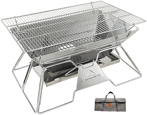 CAMPINGMOON Portable Fire Pit Grill Large 20 Inch Stainless Steel MT-3 by CAMPINGMOON