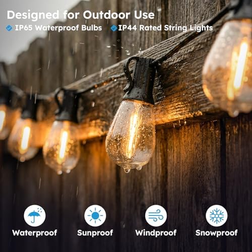 GvvooHome 150FT Outdoor String Light with S11 Plastic Bulbs, Low-Voltage LED Patio Light with App & Remote, Music Sync, 4 Lighting Modes, Dimmable & Waterproof for Backyard, Porch, Garden, Deck, Party - Image 6